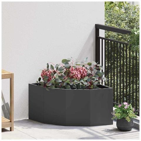 Vaso d'angolo Nero 60 x 60 x 35 cm Acciaio - Foto 2