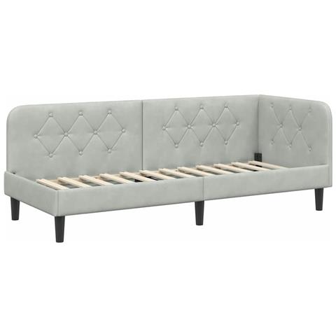 Cornice del letto ad angolo Grigio chiaro 80 x 200 cm Velluto - Foto 1