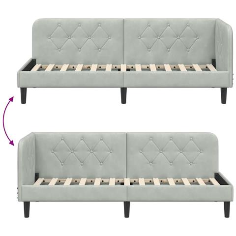 Cornice del letto ad angolo Grigio chiaro 80 x 200 cm Velluto - Foto 9