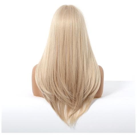 Parrucca Biondo Dorato Con Frangia - Capelli Sintetici Termoresistenti Per Uso Quotidiano E Feste - Foto 2