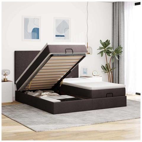 Struttura Letto Pouf con Materassi 160x200 cm in Tessuto - Foto 2