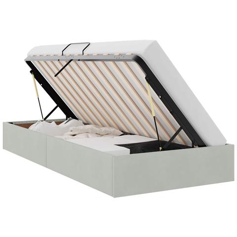 Letto con Contenitore Grigio chiaro 100 x 200 cm Velluto - Foto 1