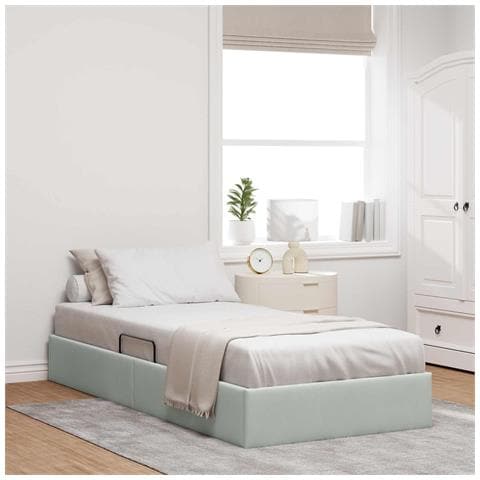 Letto con Contenitore Grigio chiaro 100 x 200 cm Velluto - Foto 2