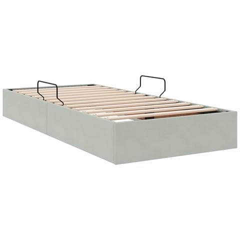 Letto con Contenitore Grigio chiaro 100 x 200 cm Velluto - Foto 9