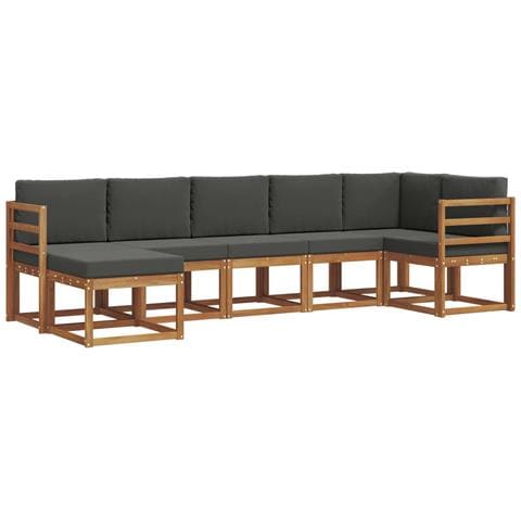 Set di divani da esterno con cuscino 7 pcs Naturale e Antracite - Foto 1