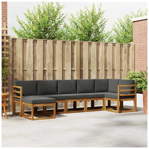 Set di divani da esterno con cuscino 7 pcs Naturale e Antracite - Foto 2