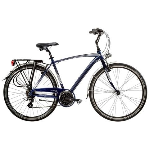 Bici Da Uomo Misura 28 City Bike Bicicletta Zfr21v Linea Zefiro Telaio In Alluminio Cambio 21v Completa Di Accessori Luci Led - 47 Titanio Rosso Opaco - Foto 3