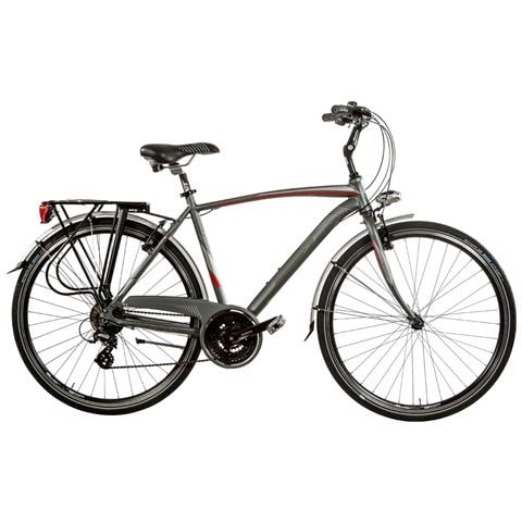 Bici Da Uomo Misura 28 City Bike Bicicletta Zfr21v Linea Zefiro Telaio In Alluminio Cambio 21v Completa Di Accessori Luci Led - 47 Titanio Rosso Opaco - Foto 1