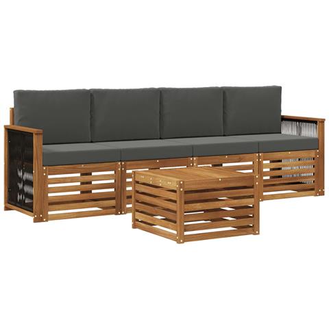 Set di divani da esterno con cuscino 5 pcs Naturale e Antracite - Foto 1