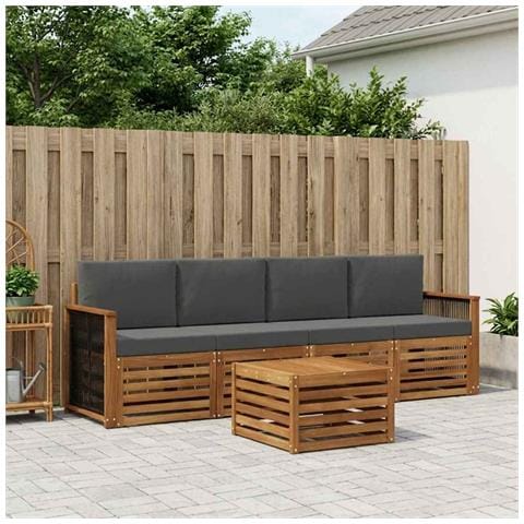 Set di divani da esterno con cuscino 5 pcs Naturale e Antracite - Foto 2