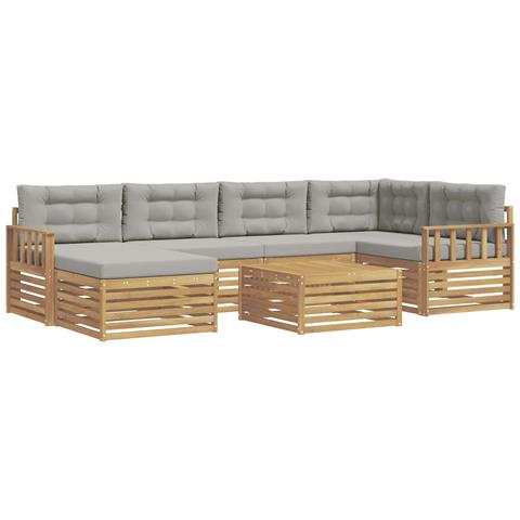 Set di divani da esterno 7 pcs Bianco e Grigio Chiaro - Foto 1