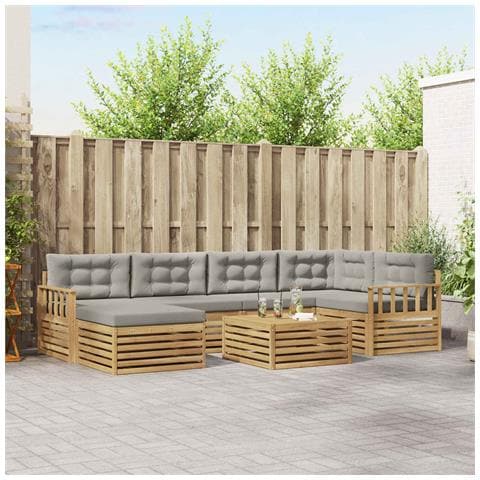 Set di divani da esterno 7 pcs Bianco e Grigio Chiaro - Foto 2