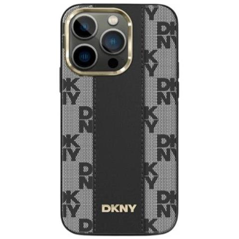 Custodia Magsafe In Pelle A Quadri Mono Dkny Per Iphone 15 Plus / 14 Plus - Nera - Foto 1