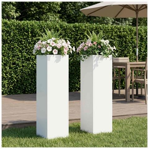 Vaso da giardino 2 pz Bianco 20 x 20 x 75 cm - Foto 2