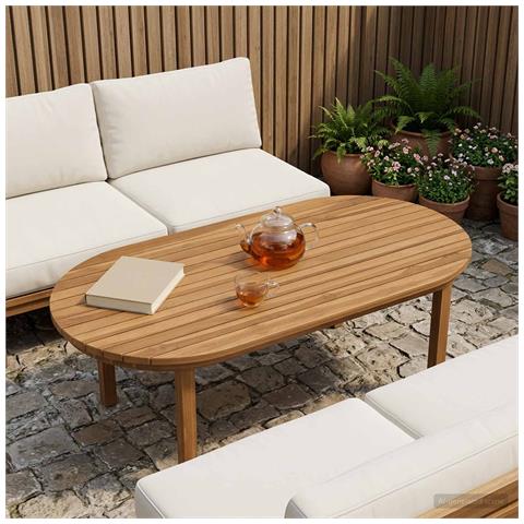 Piano del tavolo 100 x 50 x 3,5 cm Ovale Legno di teak solido - Foto 2