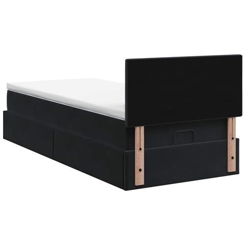 Letto ottomano con materasso Nero 80 x 200 cm Velluto - Foto 9