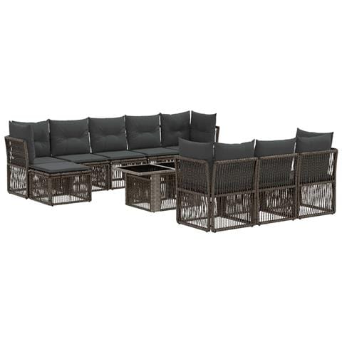 Set Divano da Giardino 11 pz Grigio polyrattan - Foto 1