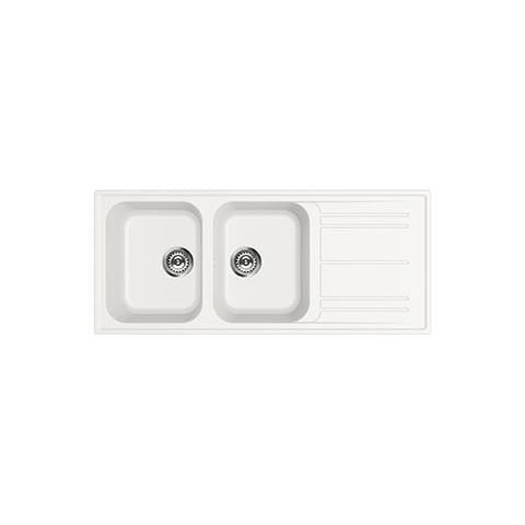 Lavello LZ116B 2 Vasche con Gocciolatoio Dimensioni 116 x 50 cm Colore Bianco Serie Rigae - Foto 1