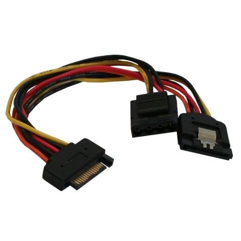 cavo sata alimentazione da 15pin power sata maschio (alim.) a 15pin power sata femmina (hdd) cscatto + 4pin femmina 5,25" - Foto 1