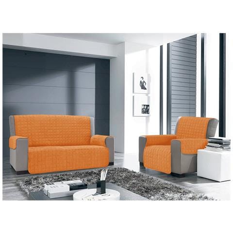 Copridivano E Copripoltrona Trapuntato Modello Willy 4 Posti Arancio - Foto 5