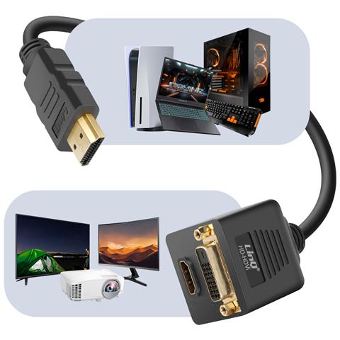 Adattatore Video Hdmi Maschio A Dvi-d E Hdmi Femmina Modello Hd-hdvi Nero - Foto 6
