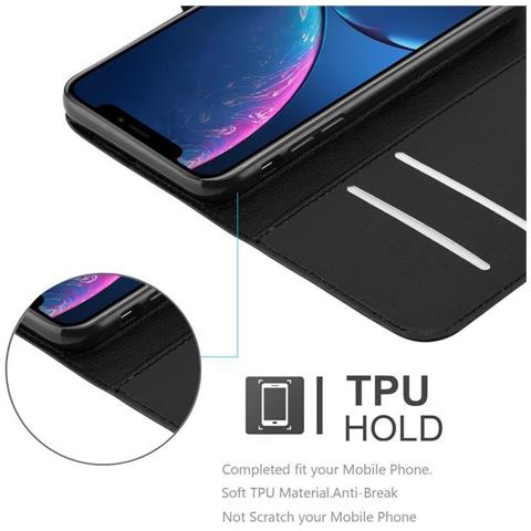 Cadorabo Custodia Compatibile Con Apple Iphone Xr In Nero Carbone - Coperchio Protettiva Con Chiusura Magnetica, Funzione Stand E Tasca Per Le Carte - Foto 2