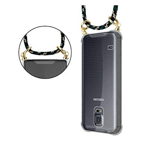 Catena Di Telefoni Cellulari Compatibile Con Samsung Galaxy S5 / S5 Neo In Camouflage - Coperchio Protettivo In Silicone Con Anelli D'oro, Cinturino In Corda E Custodia Staccabile - Foto 2