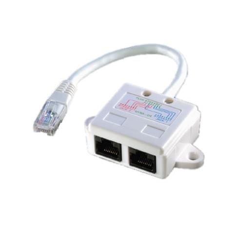 T-Adapter Cat. 5e, UTP RJ45 plug RJ45 jack Bianco cavo di interfaccia e adattatore - Foto 1