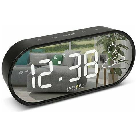 Explorescientific Rdc2002w Black Orologio Display Specchio 2 Sveglie Meteo Temperatura - Foto 1