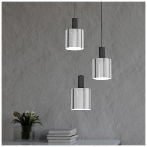 Lampadario Moderno Gorosiba 3 Luci Pendenti Acciaio Nero - Foto 2