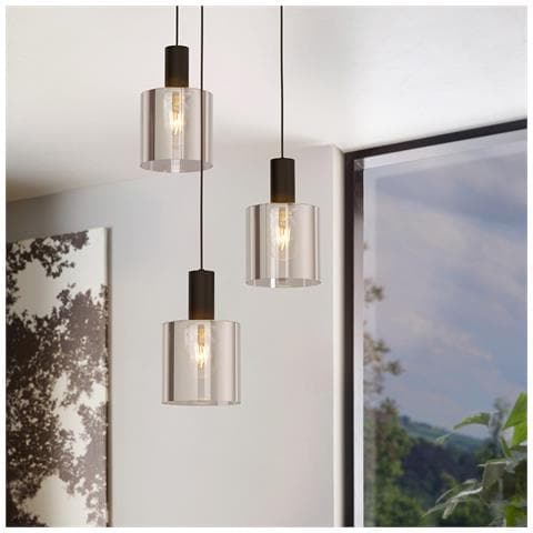 Lampadario Moderno Gorosiba 3 Luci Pendenti Acciaio Nero - Foto 3
