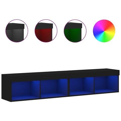 Mobili Porta Tv Con Luci Led 2 Pz Neri 80x30x30 Cm - Foto 2