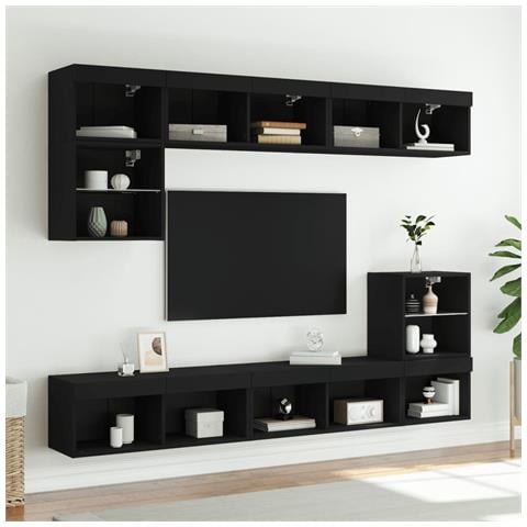 Mobili Porta Tv Con Luci Led 2 Pz Neri 80x30x30 Cm - Foto 3