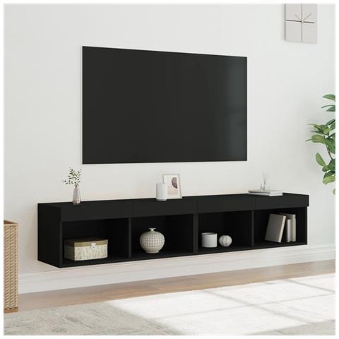 Mobili Porta Tv Con Luci Led 2 Pz Neri 80x30x30 Cm - Foto 1