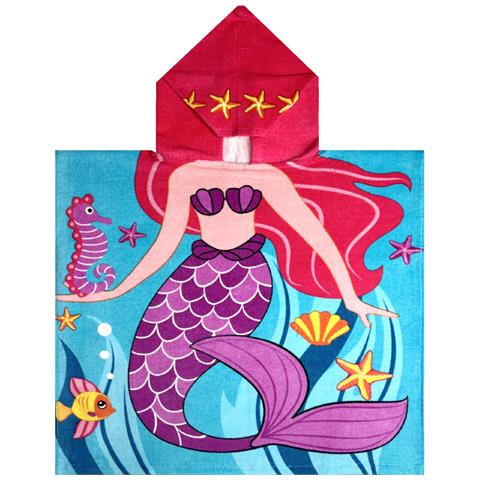 Poncho Mare Per Bambini Per Spiaggia In Morbida Spugna Disegno Sirenetta - Foto 1