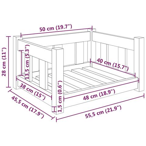Cuccia Per Cani Bianca 55,5x45,5x28cm In Legno Massello Di Pino - Foto 6