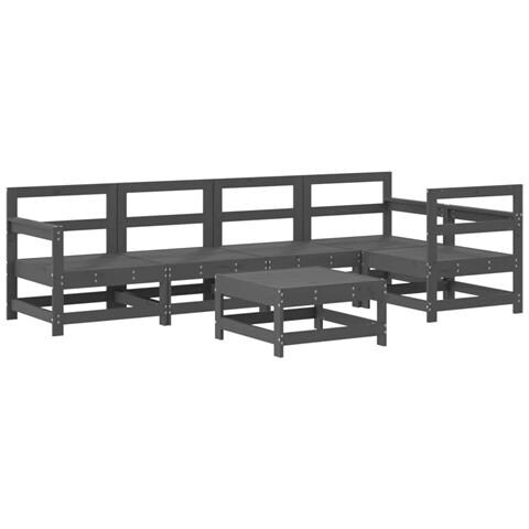 Set Salotto Da Giardino 6 Pz Grigio In Legno Massello Di Pino - Foto 1