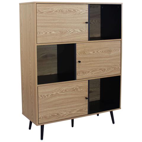 Mobile Credenza Da Interno Soggiorno In Legno Nobilitato Bilaminato Con Struttura E Ripiani Neri Linea Classic - Foto 1