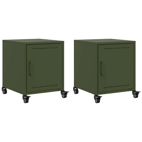 Comodini 2 pz Verde Oliva 36x39x43,5 cm in Acciaio - Foto 1