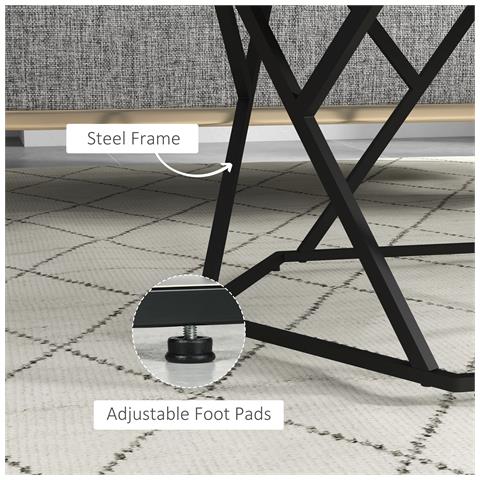 Tavolino Da Salotto Moderno Con Piano Effetto Marmo E Struttura In Mdf E Acciaio, 81x70x51.2 Cm, Nero - Foto 2