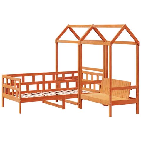 Set Dormeuse Con Tetto Marrone Cera 80x200 Cm Massello Pino - Foto 3