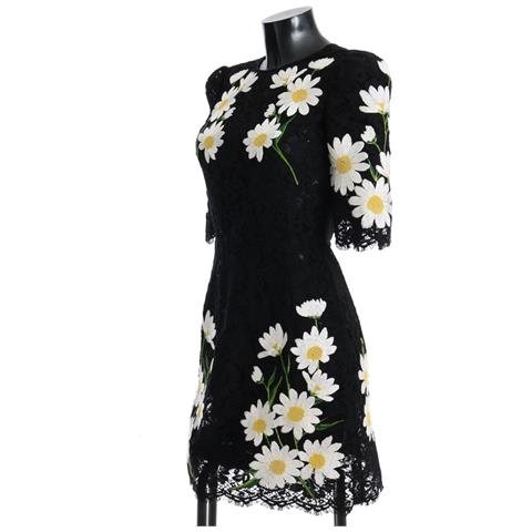 Abito Sicilia Camomilla In Pizzo Floreale Nero - It36-xxs - Foto 2