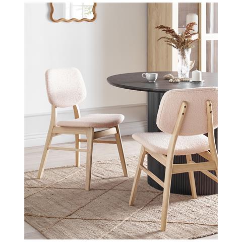 Set Di 2 Sedie Da Pranzo Ella Bouclé Beige Chiaro - Foto 1