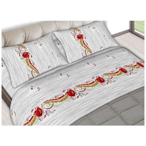 Completo Lenzuola Letto In 100% Cotone Made In Italy Disegni Assortiti C.n Piazza E Mezza Note Grigio - Foto 1