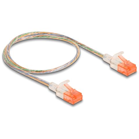 Cavo di rete RJ45 Cat. 6A U /UTP sottile da 0,5 m trasparente - Foto 1