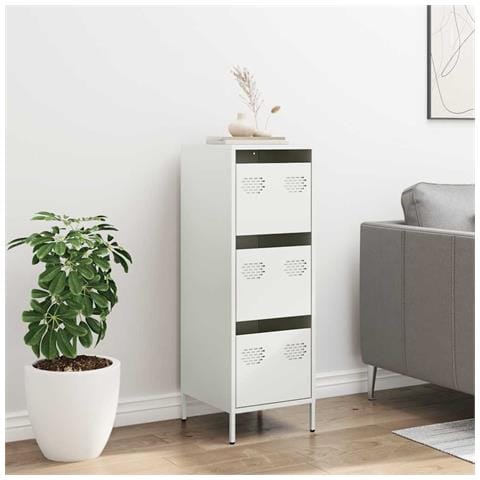 Credenza Bianca 39x35x103,5 Cm In Acciaio - Foto 3