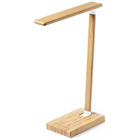 Lampada Caricatore Nature Bamboo 25 Led. Pieghevole. 3 Posizioni Luminose. Intensità Della Luce Regolabile. Connessione Usb. Senza Fili 10 W. Uscita Usb 25x38,5x11 Cm. Colore Del Legno - Foto 1