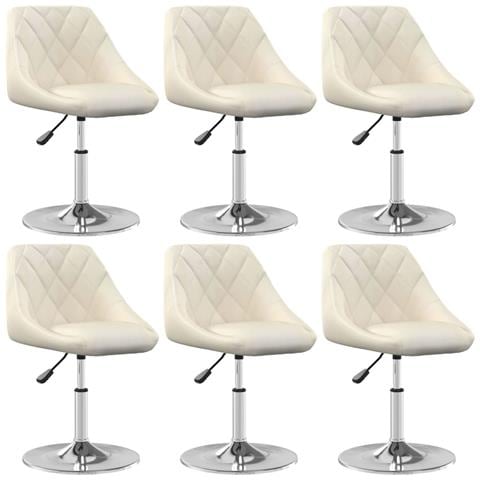 Sedie Da Pranzo Girevoli 6 Pz Crema In Velluto - Foto 1