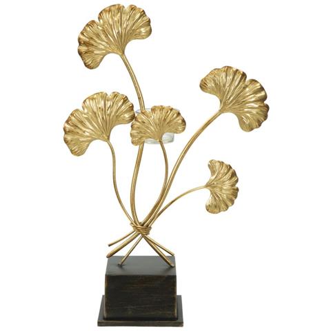 Portacandela Foglia 60 - Oro - Metallo - 29x12,5x44 Cm - Foto 1