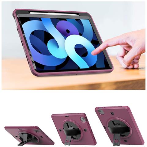Custodia Protettiva Con Supporto Rotante Per Ipad Air 4/ipad Pro 11 - Rosso Elegante - Foto 5